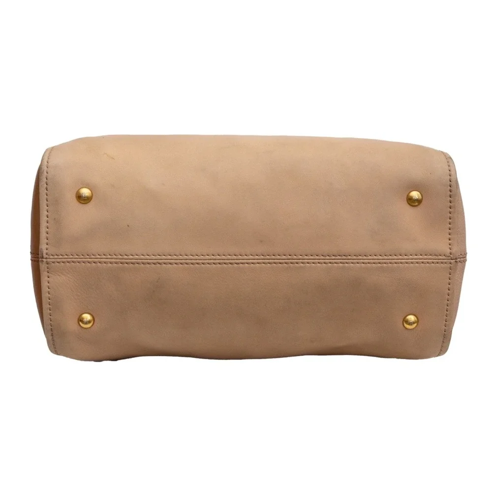 Fendi Leather Chameleon Top Handle 2way Bag Beige Nude‎ Satchel Crossbody